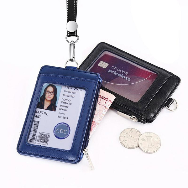 Office Work School ID Card Badge Holder Coin Wallet Purse with