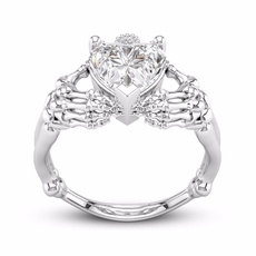 Heart, DIAMOND, 925 sterling silver, wedding ring
