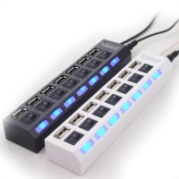 1PC 4 Ports/7 Ports LED USB 2.0 Adapter Hub Power on/off Switch For PC ...