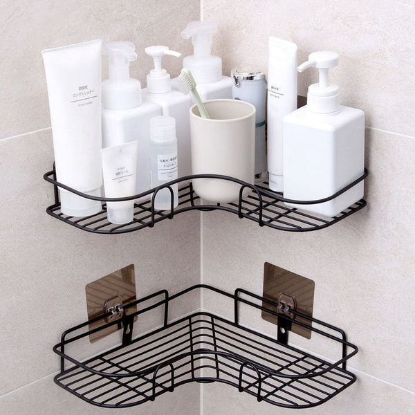 Bathroom Punch-Free Corner Rack Bathroom Fixtures Wrought Iron Storage Rack  Kitchen Tripod Bathroom Corner Rack