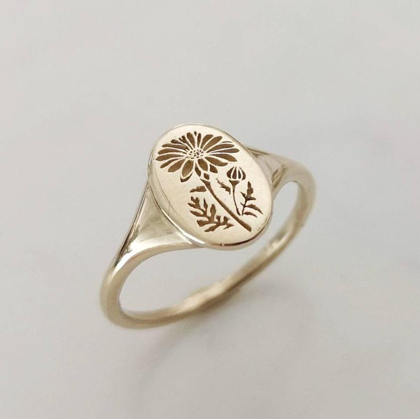 sunflower engraved ring