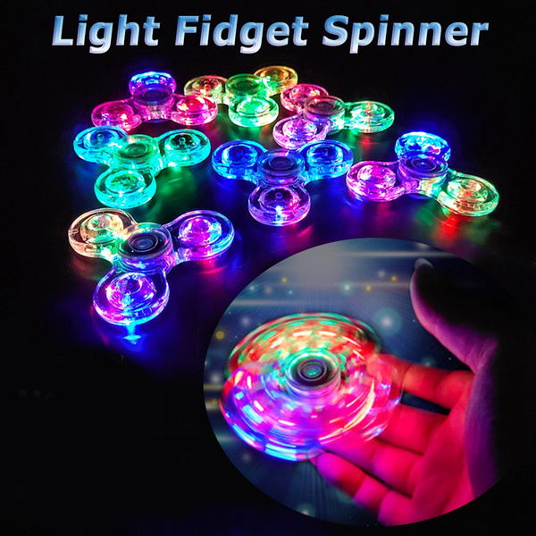Rotating Fidget Fingertip Spinner Glow in The Dark Transparent LED ...