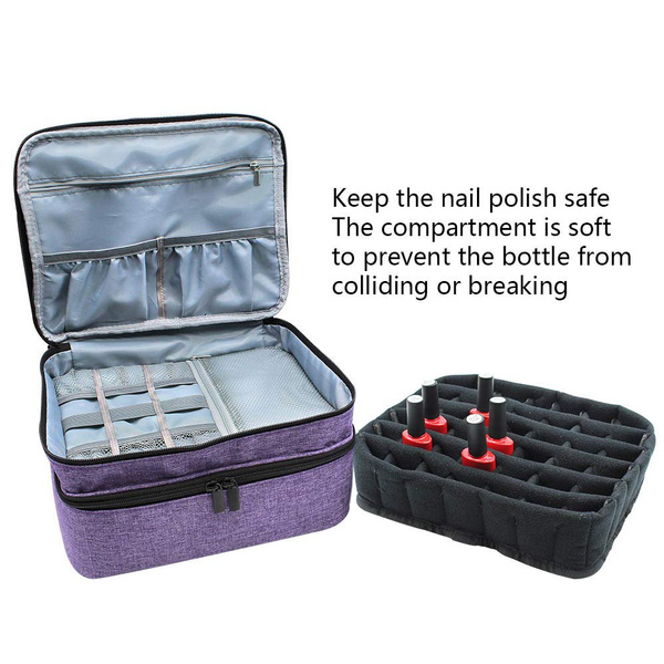 Nail Polish Storage box Travel Makeup Rolling Organizer Cosmetics Train Case  US | eBay