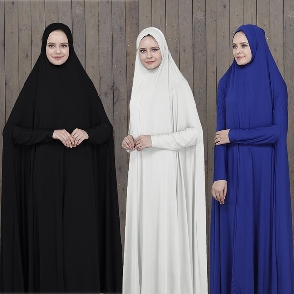 Muslim Women Maxi One-piece Prayer Dress With Connected Head Covering ...