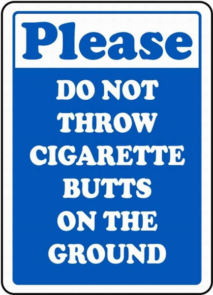 WHMPJG No Cigarette Butts on The Ground Sign Safety Sign Tin Metal ...