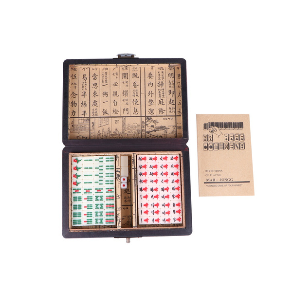 1 Set Standard Mahjong Game with Leather Case English Manual 