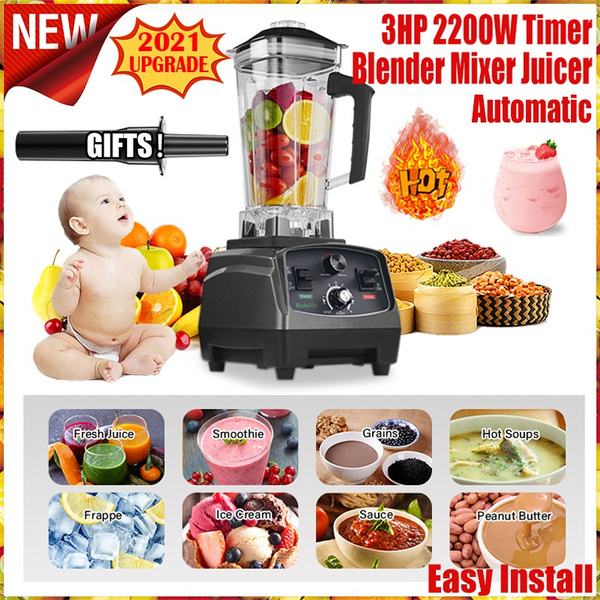2021 NEW UPGRADE 3HP 2200W Heavy Duty Commercial Grade Automatic Timer  Blender Mixer Juicer Fruit Food Processor Ice Smoothies BPA Free 2L Jar