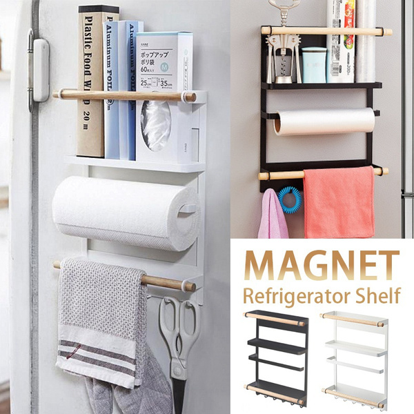 Magnetic paper towel discount holder with shelf