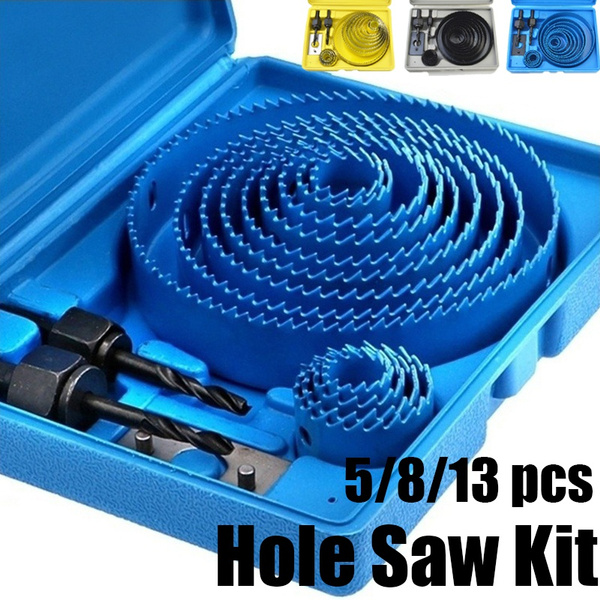 5/8/13 pcs Hole Saw Cutting Set Kit Drilling Tool Wood Metal Cutter 19