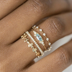 18 k, Engagement Wedding Ring Set, goldringsforwomen, Jewelry