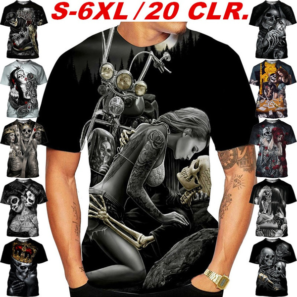 New Fashion Skull&Beauty Rock 3D Printed T-shirt Cool Unisex Gothic ...