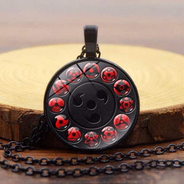 Anime Naruto Necklace Rinnegan Eyes Glass Cabochon Black Chain Necklace ...