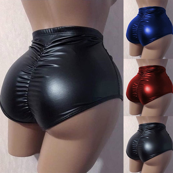 faux leather booty shorts