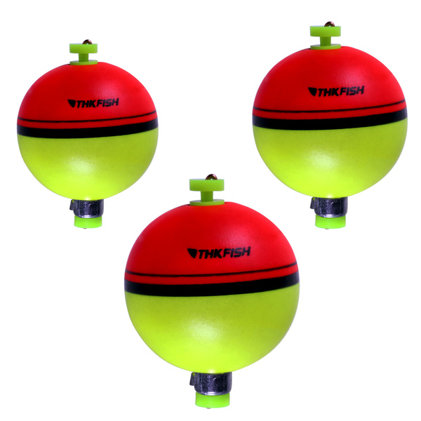 THKFISH Fishing Bobbers 5PCS EVA Foam Round Floats Red/Green Snap-On Spring Fishing  Buoy Accessories for Freshwater Saltwater