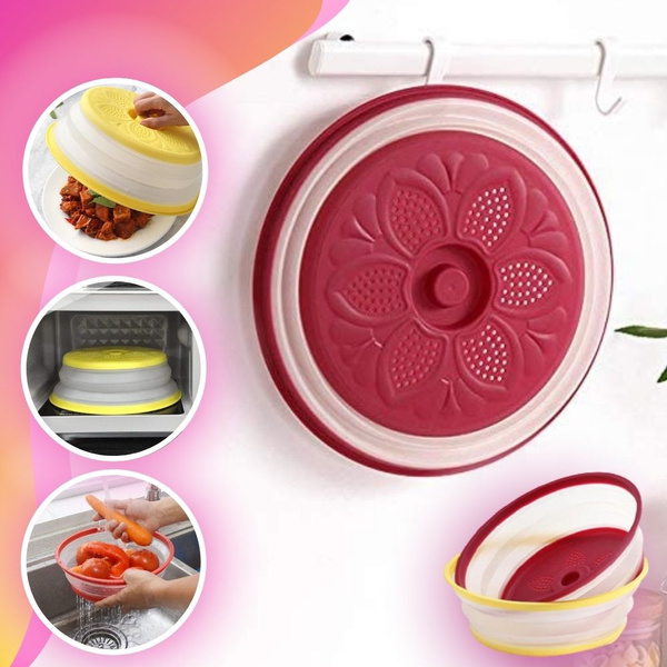 Collapsible Microwave Plate Cover, Dishwasher Oven Safe Micro Wave Food  Covers, Glass Lid Magnetic Plates Basket, Microwave Magnet Lids,  Collapsable Microwaves Baskets, Casserole Dishes Shield Guard, Elegant  Silicone Colander Bowl Splatter