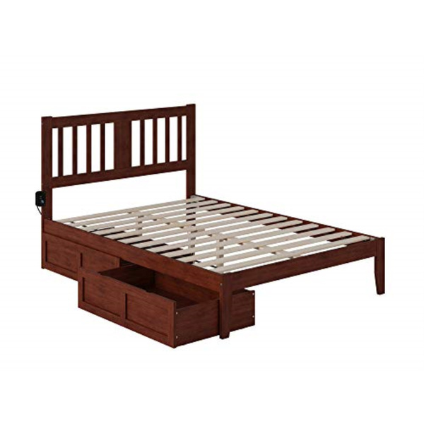 Tahoe Full Bed with USB Turbo Charger and 2 Drawers in Walnut Wish