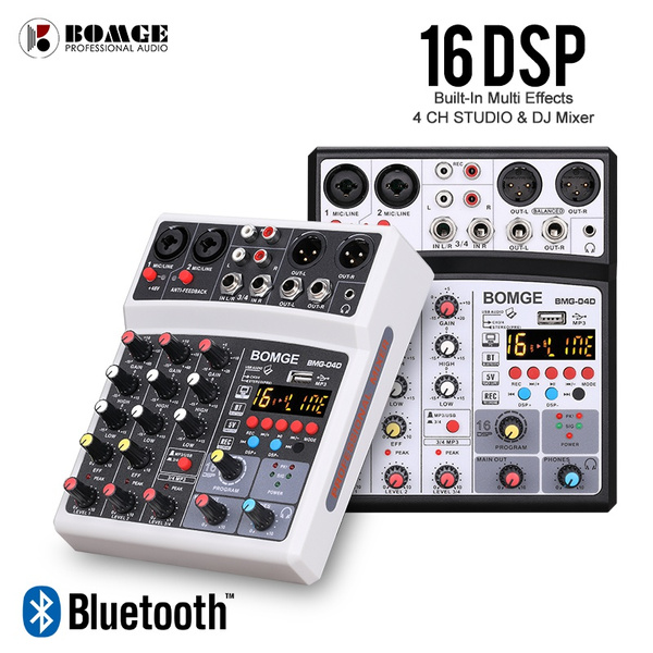Professional Portable Mini 4 Channel Audio Mixer Sound Mixing Console Bluetooth USB Record 48V Phantom Power for PC Singing, Home Music Production, Webcast | Wish