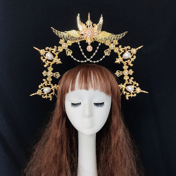 Halo Crown Tiara Hair Hoop Wedding Bridal Headpiece Goddess Hairband ...