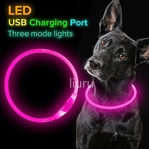 USB Charging Pet Dog Collar Rechargeable LED Tube Flashing Night Dog