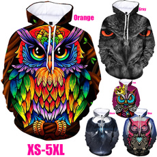 Owl, Plus Size, Hoodies, 3D hoodies