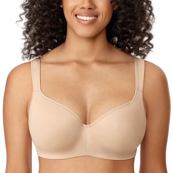 DELIMIRA Women's Plus Size Seamless Lightly Lined Contour Cup Full Coverage  Underwire Support Balconette Bra for Large Bust