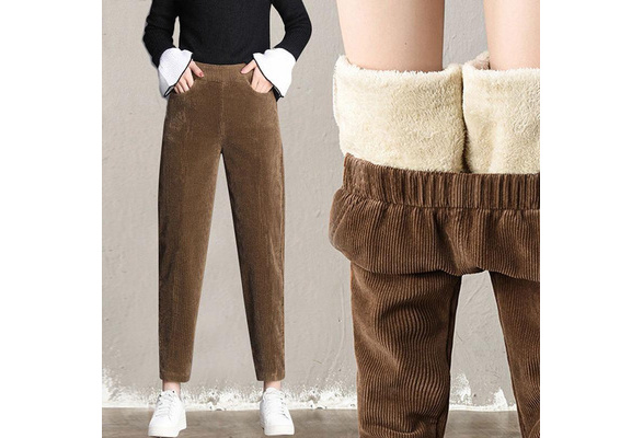 Plush Thick Casual Pants Women's Corduroy Warm Pants Autumn Winter
