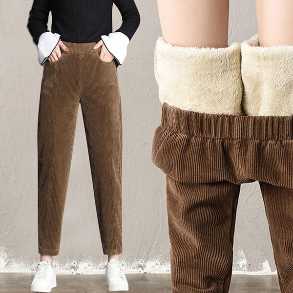Thick Plush Corduroy Casual Pants Women Warm Autumn and Winter