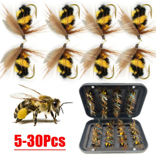 5/10/15/30pcs Artificial Insect Bait Lure Bumble Bee Fly Trout