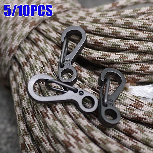 10Pcs SF Mini Carabiner Spring Hook Clips Backpack Paracord Clasps EDC  Keychain