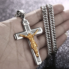 Men, Christian, Cross necklace, gold