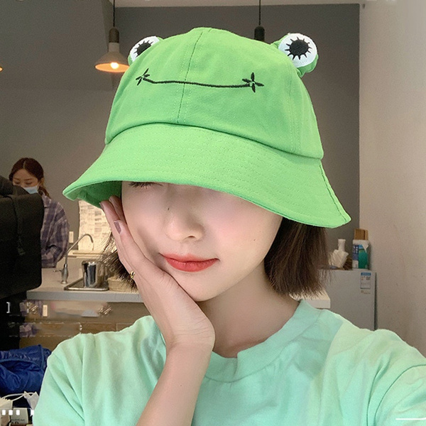 1 Piece Women Fashion Frog Bucket Hat New Summer Hat Female Parent-Child  Frog Fishing Cap Korean Wild Cute Sun Hat Bucket Hat