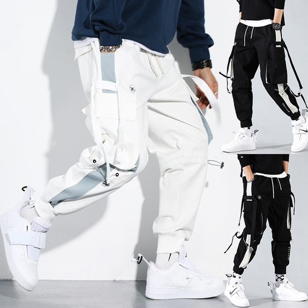 2021 New Men Cargo Joggers Casual Buckle Multi Pocket Cargo Pants Loose Hip  Hop Street Style Man Cool Pants Plus Size