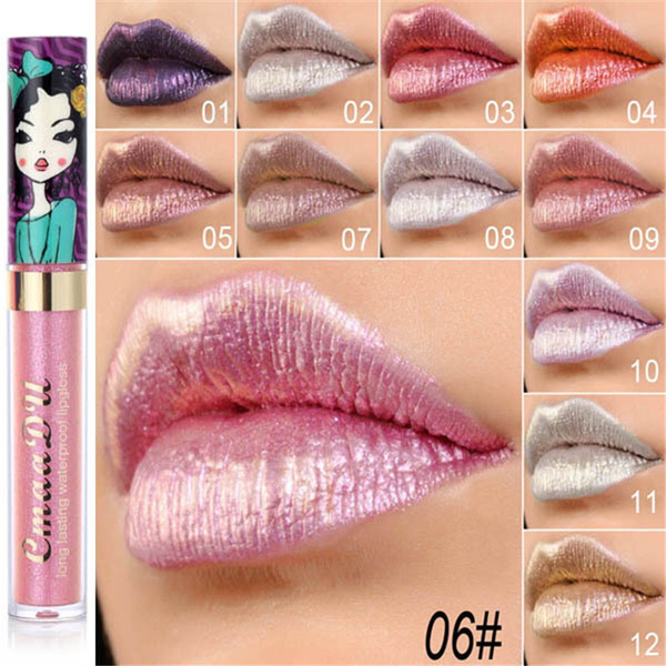 Cmaadu Shimmer Lip Gloss Beauty Girl Diamond Glitter Lip Tint Waterproof Long Lasting 12 Color 4021