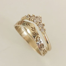Engagement Wedding Ring Set, gold, Elegant, Mother