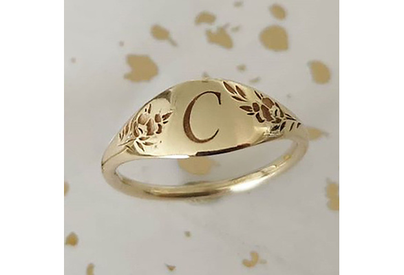 Cute And Simple Ring K Letter Carved Flowers Leaves 14k Gold Plated Special  Jewelry For Daily Decor And Casual Dating - Temu