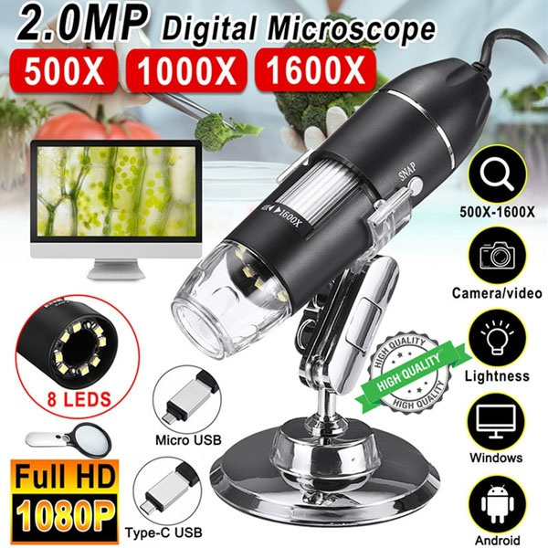 Usb Digital Microscope 1600x Magnification Camera 8 Leds With