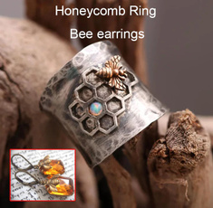 Sterling, honeycombring, 925 silver rings, honeycombbeering