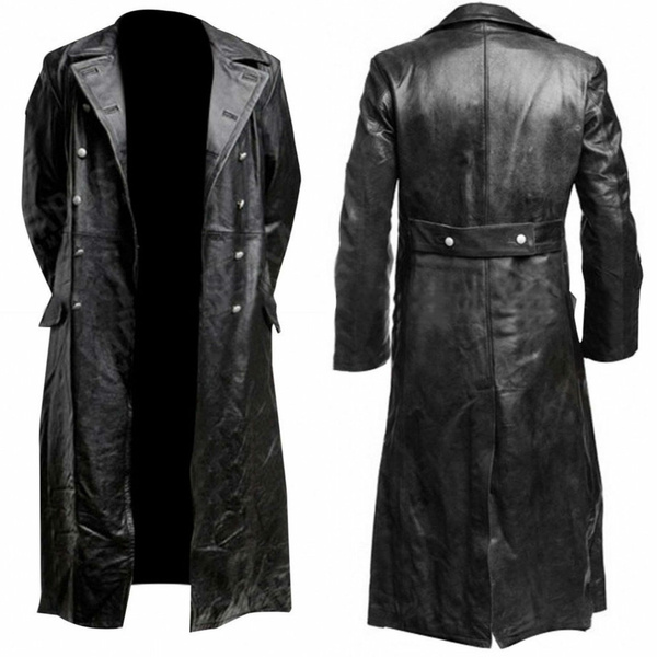 MEN'S GERMAN CLASSIC WW2 MILITARY UNIFORM OFFICER BLACK REAL LEATHER ...