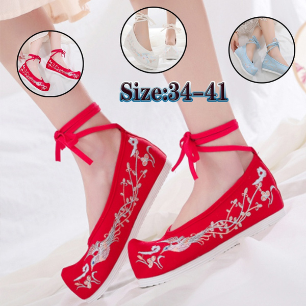 Traditional Ancient Chinese Floral Embroidered Shoes Women Hanfu Stage Dance Costume Wedding ...