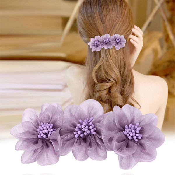 Silk flower hairpin Hairpin on the back of the head Spring clip Hair Pin  hair accessories | Wish