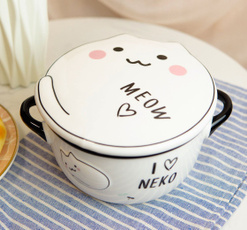 namericeidbowl, Porcelain, white, Cats