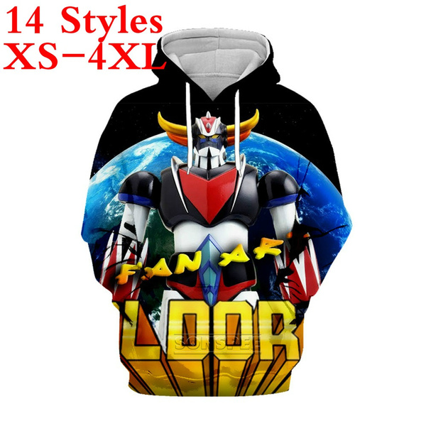 Goldorak Hoodie Black White Long Sleeve Pullover Mens 3D Print