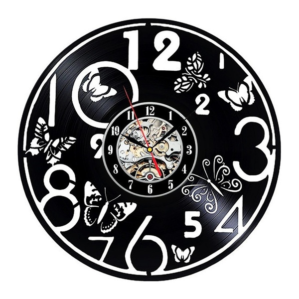 New Beautiful Butterfly Creative Digital Vinyl Wall Clock Home D茅cor ...