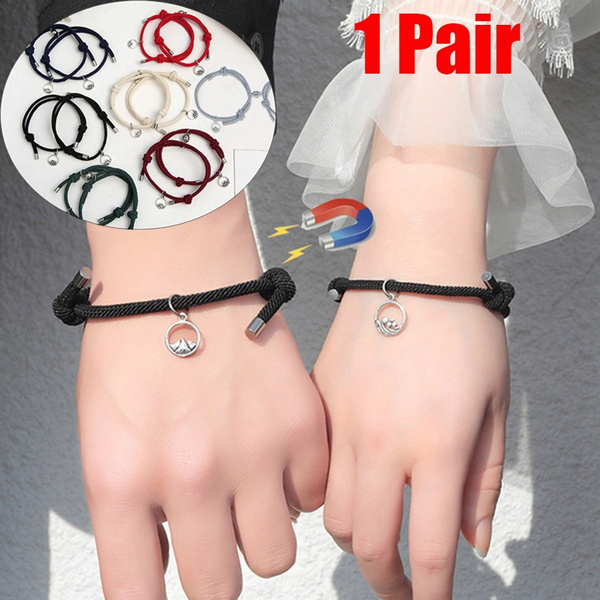 2pcs Attract Couples Bracelets Bracelet Rope Weaving Magnet Love Jewelry.