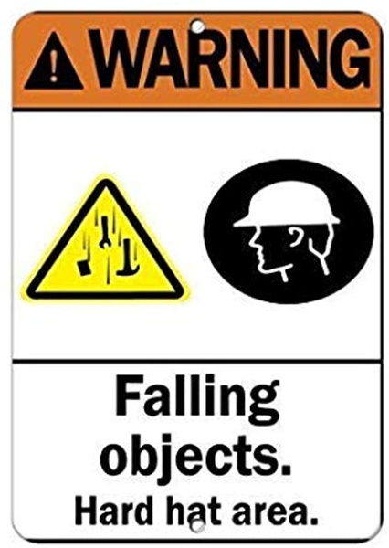 liuKen Warning Falling Objects. Hard Hat Area. Hazard Sign Aluminum ...