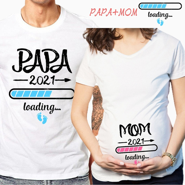 Grisling Rund ned Med venlig hilsen 2021 New Cute Dad +Mom+ Baby Printed Couple T Shirt Maternity Couple  Pregnant T-Shirt Funny Family Matching T Shirt Couple Maternity Shirts |  Wish