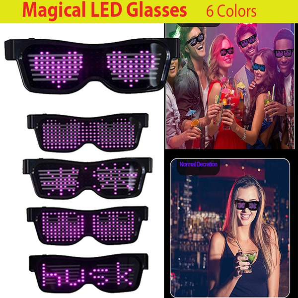 Shengshi Bluetooth Party Magic LED Glasses Smart Glass By APP Control  Luminous Shielding USB Charging Multi-language Flashing LED Glasses Green  light - Walmart.com