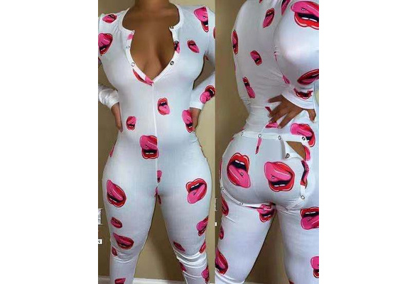 DDLG Jumpsuits Crotchless Printed DDLG Playsuit Homewear Long