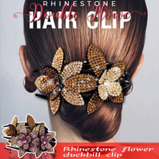 eleganthairpin, Flowers, hairornament, rhinestonhairclip