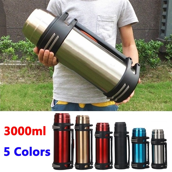 1.6L-3L Large Thermos Flask for Travel,Stainless Steel Vacuum Flask,Camping  & Hiking Flasks with Handle,Large Capacity, Double Lid, Heat Preservation  and Cold Preservation, Odorless